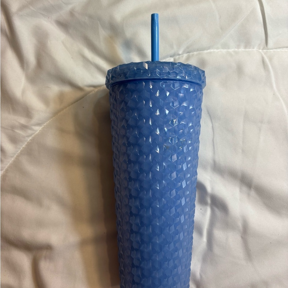 Mainstays 26-Ounce Acrylic Matte Textured Tumbler with Straw, Blue